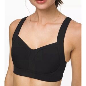 Lululemon Sports Bra Womens 36C Black Ta Ta Tamer High Support Adjustable FLAW*